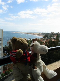 playa del ingles view from Hotel Lucana towards Maspalomas Dunes with little Bear