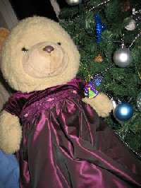 Sophie hanging the chocolates on the tree!