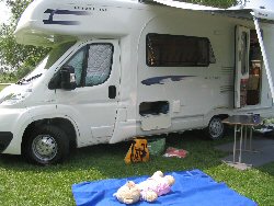 Sunbathing sophie outside the tasman at Bidford