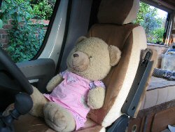 Sophie takes the drivers seat in the Tasman Pioneer motorhome